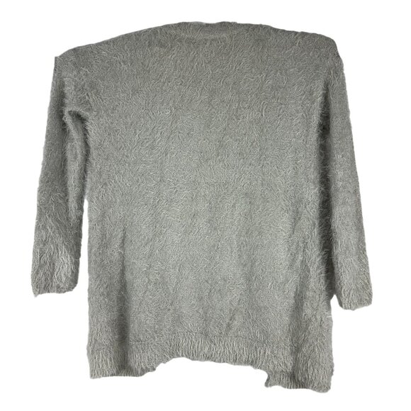 Cato Womens Large Gray Fluffy Cardigan Sweater Pockets - Picture 3 of 6